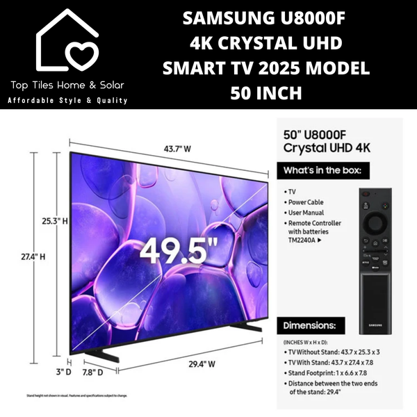 Samsung U8000F 4K Crystal UHD Smart TV 2025 - 50 Inch