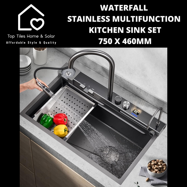 Waterfall Stainless Multifunction Smart Kitchen Sink Set - 750 x 460mm