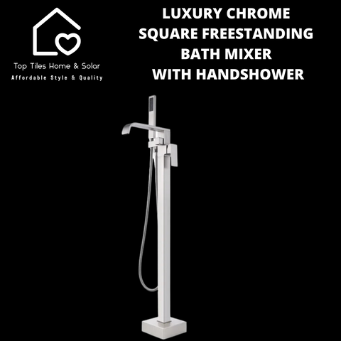 Luxury Chrome Square Freestanding Bath Mixer With Handshower