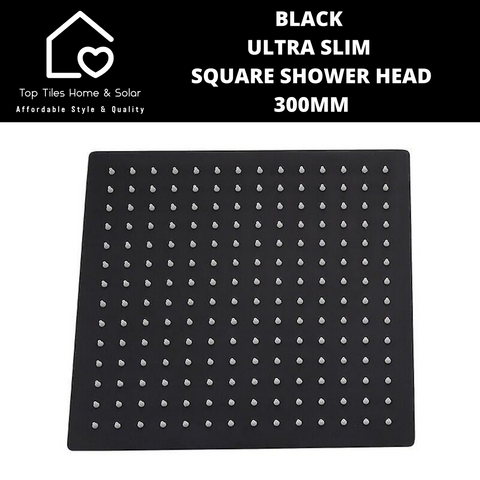 Black Ultra Slim Square Shower Head - 300mm