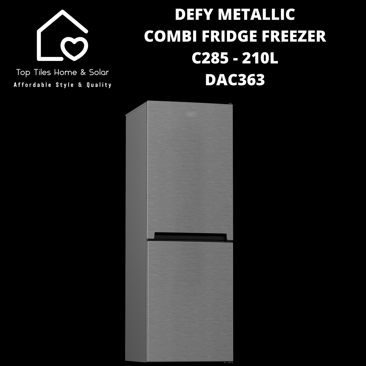 Defy Metallic Combi Fridge Freezer C285 - 210L DAC363 – Top Tiles Defy Metallic Combi Fridge Freezer C285 - 210L DAC363 – Top Tiles
