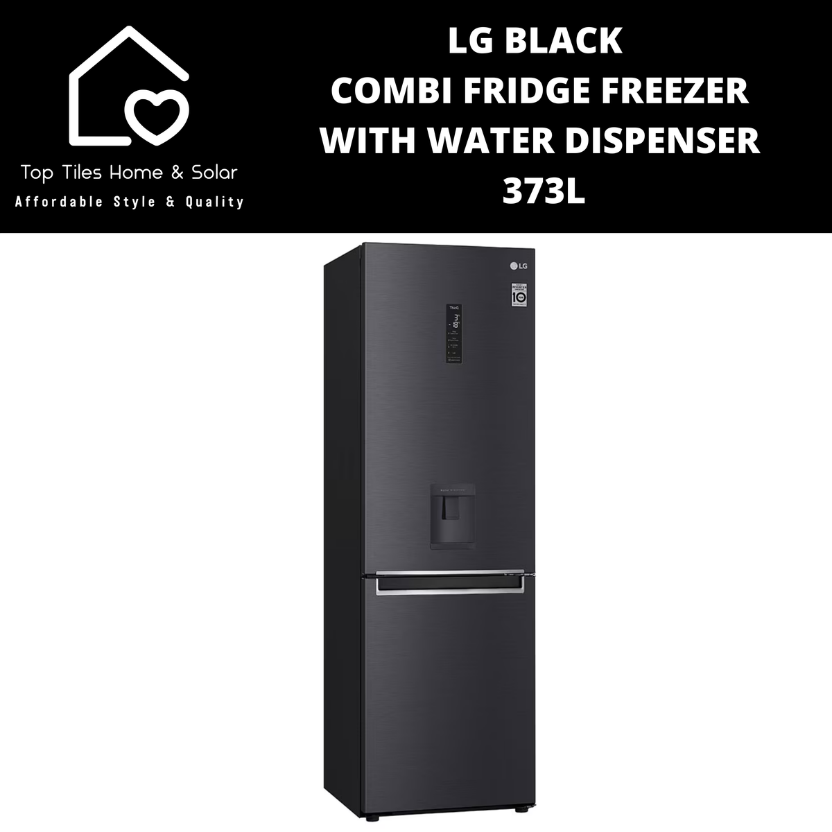 LG Black Combi Fridge Freezer - 373L Water Dispenser – Top Tiles
