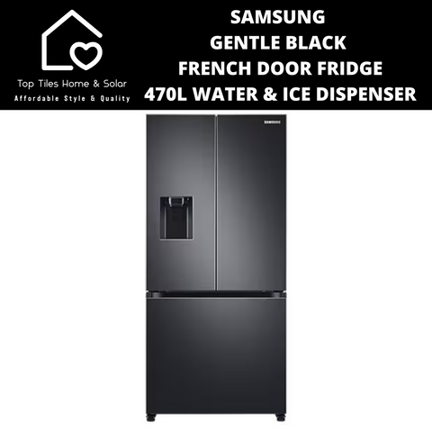 Samsung Gentle Black French Door Fridge - 470L Water & Ice Dispenser