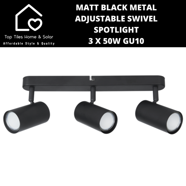 Matt Black Metal Adjustable Swivel Spotlight - 3 x 50W GU10