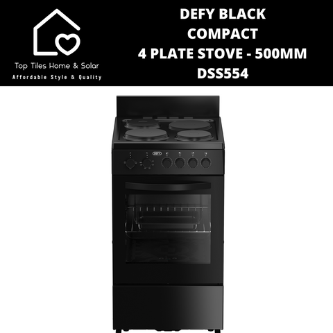 Defy Black Compact 4 Plate Stove - 500mm DSS554