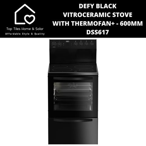 Defy Black Vitroceramic Stove with Thermofan+ - 600mm DSS617