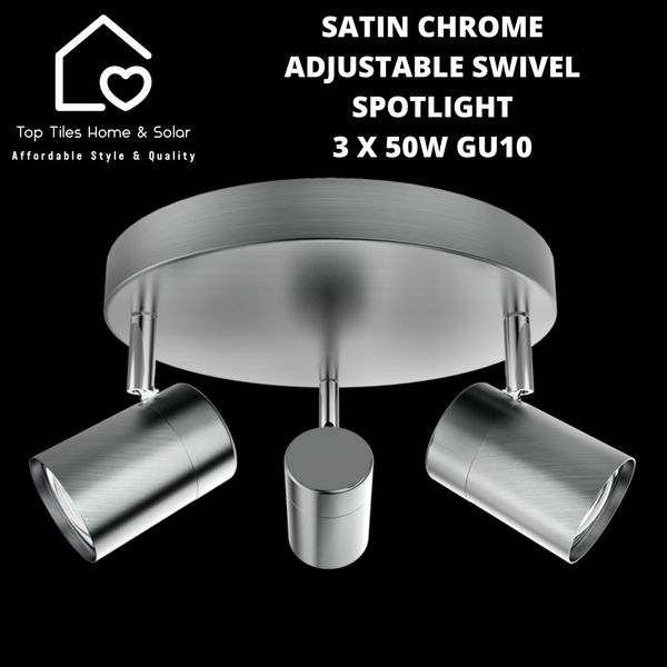 Satin Chrome Adjustable Swivel Spotlight - 3 x 50W GU10