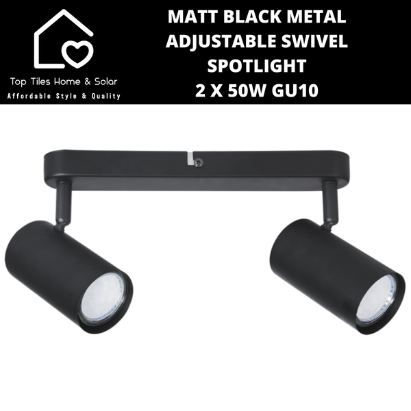 Matt Black Metal Adjustable Swivel Spotlight - 2 x 50W GU10