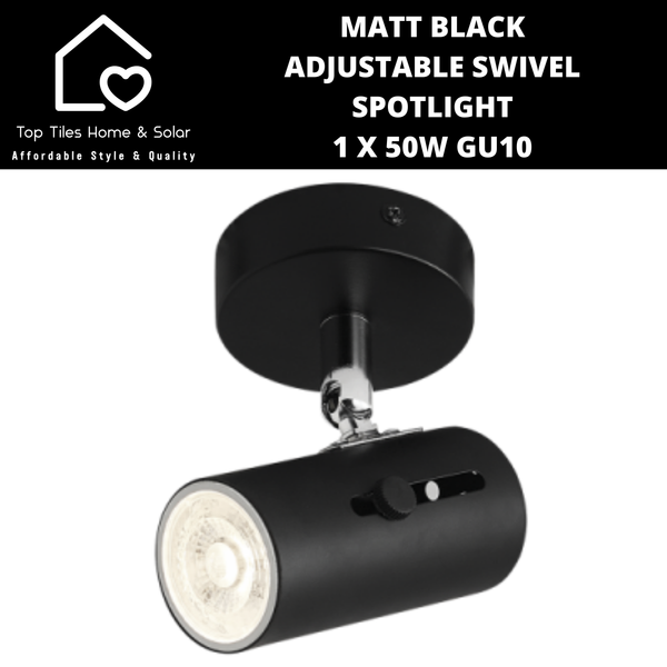 Matt Black Adjustable Swivel Spotlight - 1 x 50W GU10