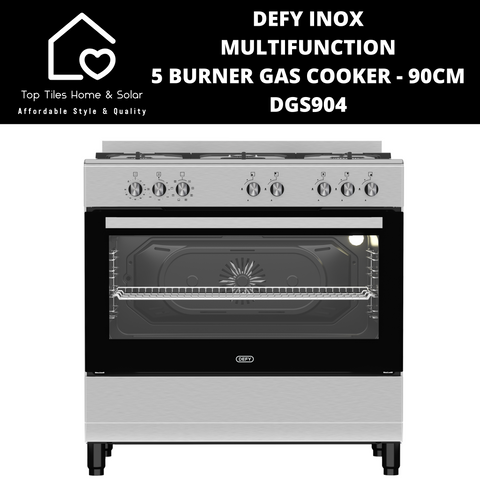 Defy Inox Multifunction 5 Burner Gas Cooker - 90cm DGS904
