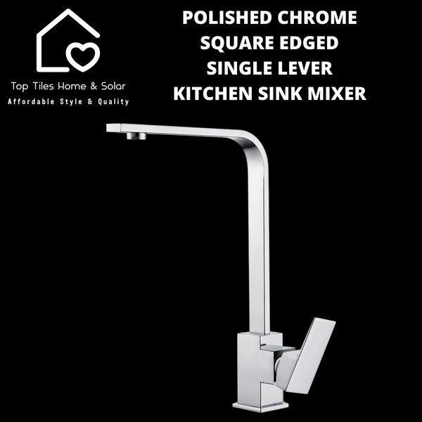 Polished Chrome Square Edged Single Lever Kitchen Sink Mixer