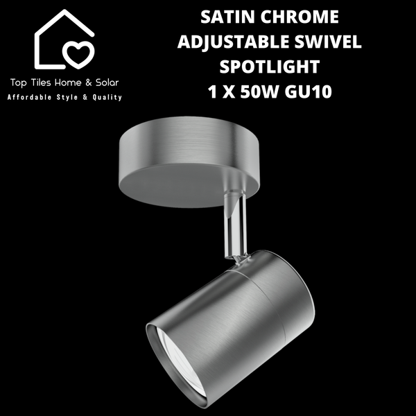 Satin Chrome Adjustable Swivel Spotlight - 1 x 50W GU10
