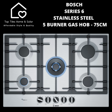 Bosch Series 6 Stainless Steel  5 Burner Gas Hob - 75cm