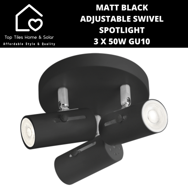 Matt Black Adjustable Swivel Spotlight - 3 x 50W GU10