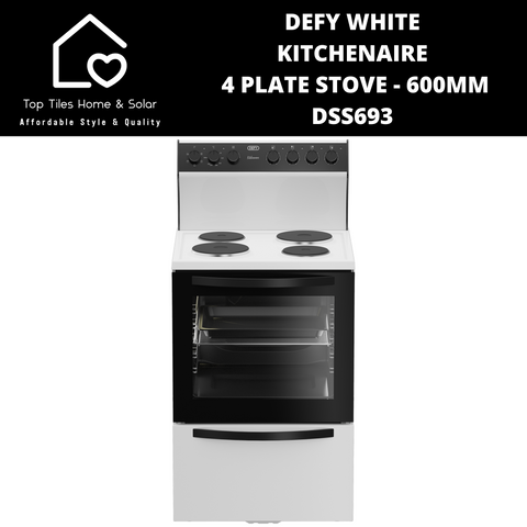 Defy Kitchenaire White 600 Series 4 Plate Stove - 600mm DSS693