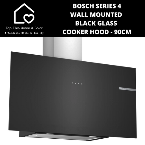 Bosch Series 4 - Wall Mounted Black Glass Cooker Hood - 90cm