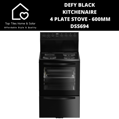 Defy Black Kitchenaire 4 Plate Stove - 600mm DSS694