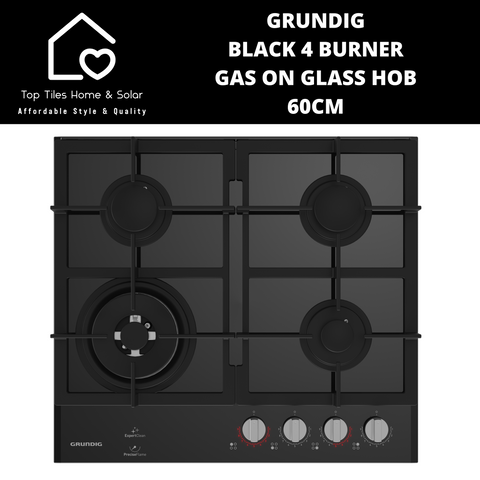 Grundig Black 4 Burner Gas on Glass Hob - 60cm