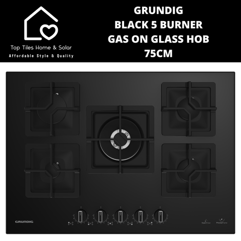 Grundig Black 5 Burner Gas on Glass Hob - 75cm