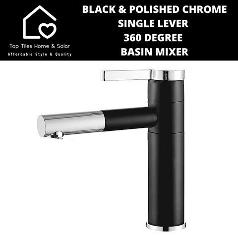 Black And Polished Chrome Single Lever 360 Basin Mixer