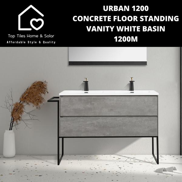 Urban 1200 Concrete Floor Standing Vanity White Basin - 1200m
