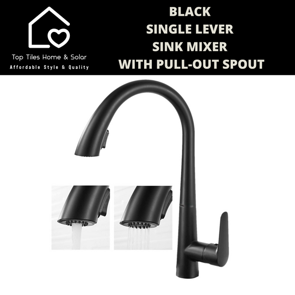Black Single Lever Sink Mixer With Pull-Out Spout