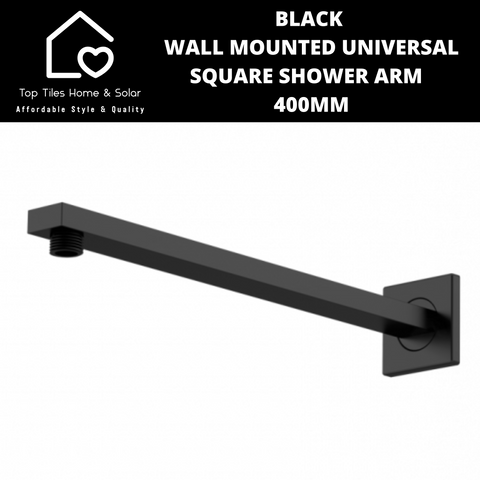 Black Wall Mounted Universal Square Shower Arm - 400mm