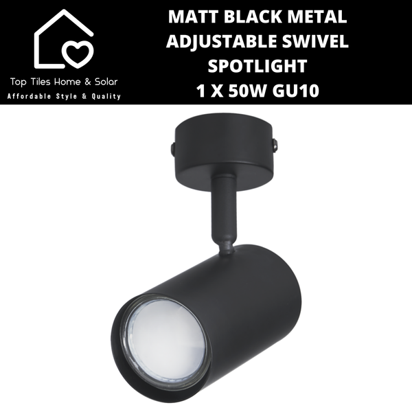 Matt Black Metal Adjustable Swivel Spotlight - 1 x 50W GU10