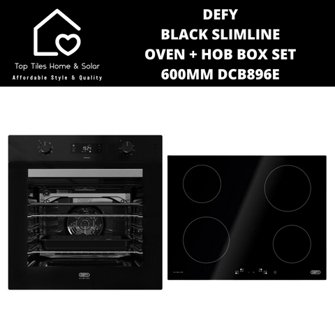 Defy Black Slimline Oven + Hob Box Set - 600mm DCB896E