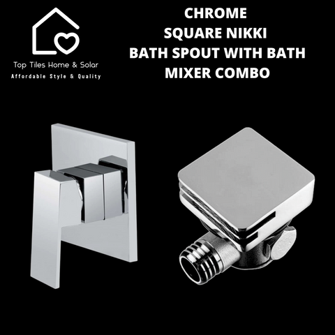 Chrome Square Nikki Bath Spout with Bath Mixer Combo