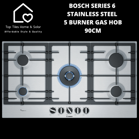 Bosch Series 6 Stainless Steel  5 Burner Gas Hob - 90cm