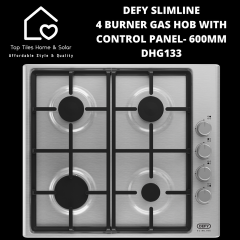 Defy Slimline 4 Burner Gas Hob With Control Panel- 600mm DHG133
