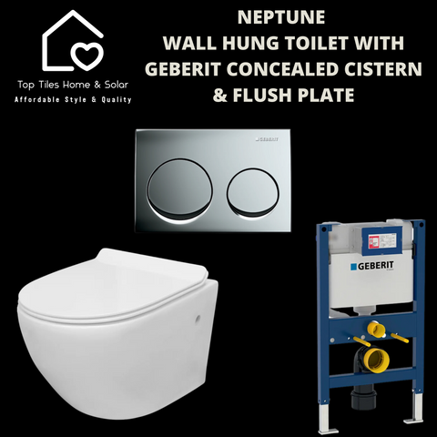 Neptune Wall Hung Toilet with Geberit Concealed Cistern & Flush Plate
