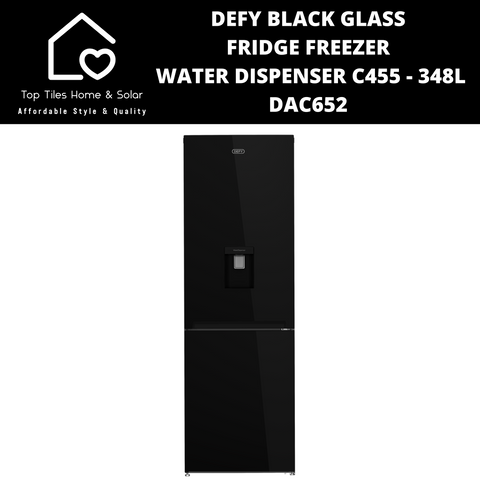Defy Black Glass Combi Fridge Freezer Water Dispenser C455 - 348L DAC652