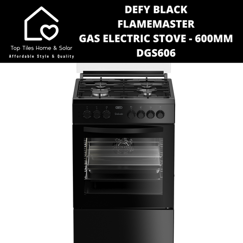 Defy Black FlameMaster Gas Electric Stove - 600mm DGS606