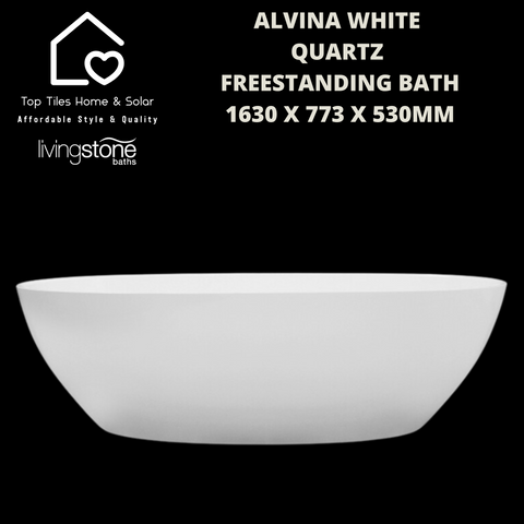 Alvina White Quartz Freestanding Bath - 1630 x 773 x 530mm