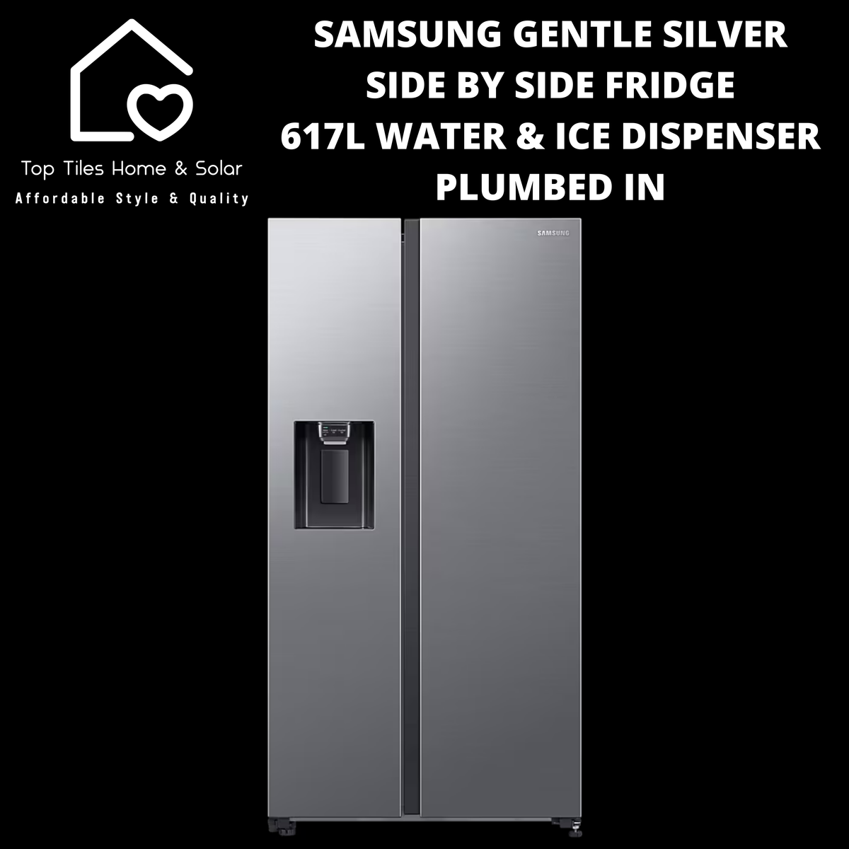 Samsung Gentle Silver Side by Side Fridge - 617L Water & Ice
