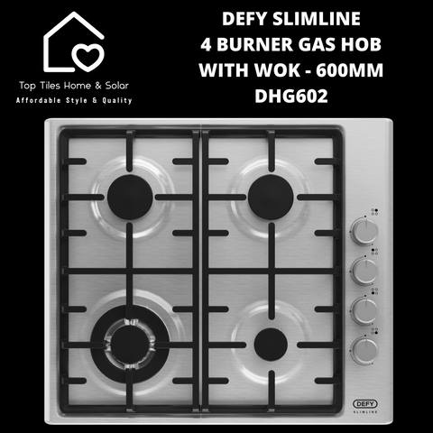 Defy Slimline 4 Burner Gas Hob With Wok - 600mm DHG602