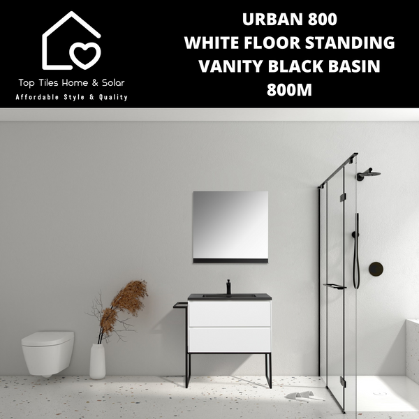 Urban 800 White Floor Standing Vanity Black Basin - 800m
