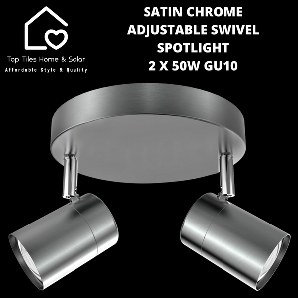 Satin Chrome Adjustable Swivel Spotlight - 2 x 50W GU10