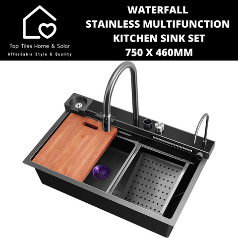 Waterfall Stainless Multifunction Kitchen Sink Set - 750 x 460mm