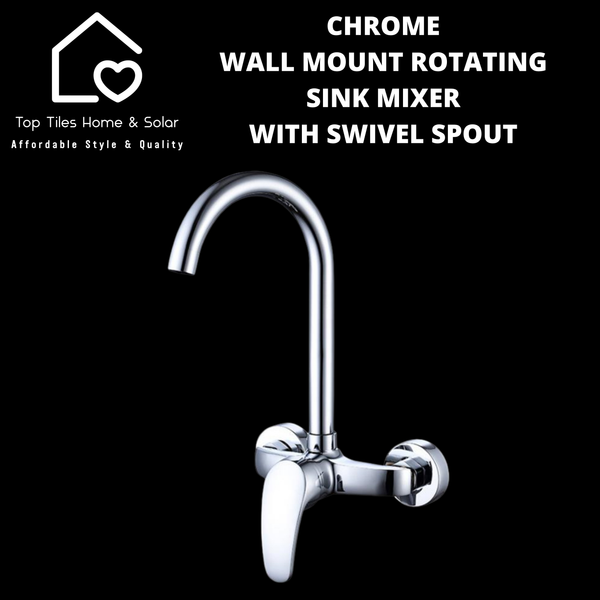 Chrome Wall Mount Rotating Sink Mixer with Swivel Spout