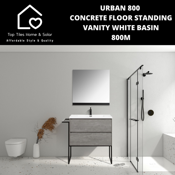 Urban 800 Concrete Floor Standing Vanity White Basin - 800m