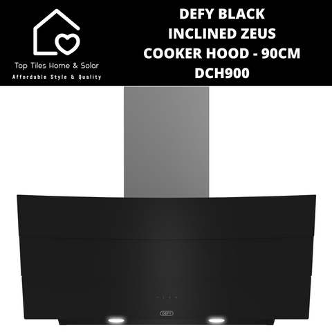 Defy Black Inclined Zeus Cooker Hood - 90cm DCH900