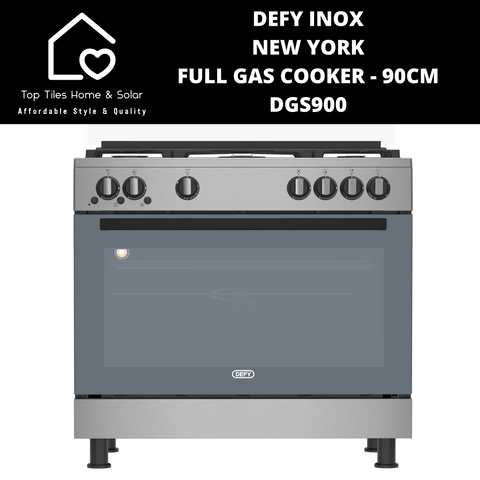 Defy Inox New York Full Gas Cooker - 90CM DGS900