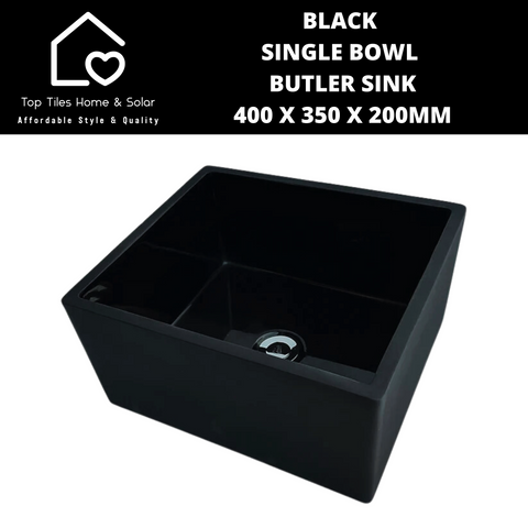 Black Single Bowl Butler Sink - 400 x 350 x 200mm