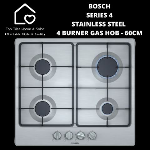 Bosch Series 4 Stainless Steel 4 Burner Gas Hob - 60cm