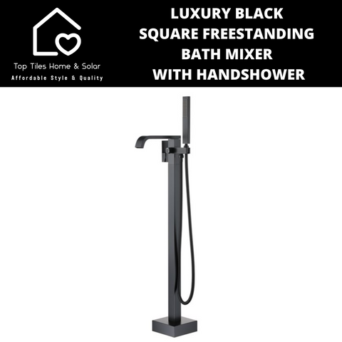 Luxury Black Square Freestanding Bath Mixer With Handshower
