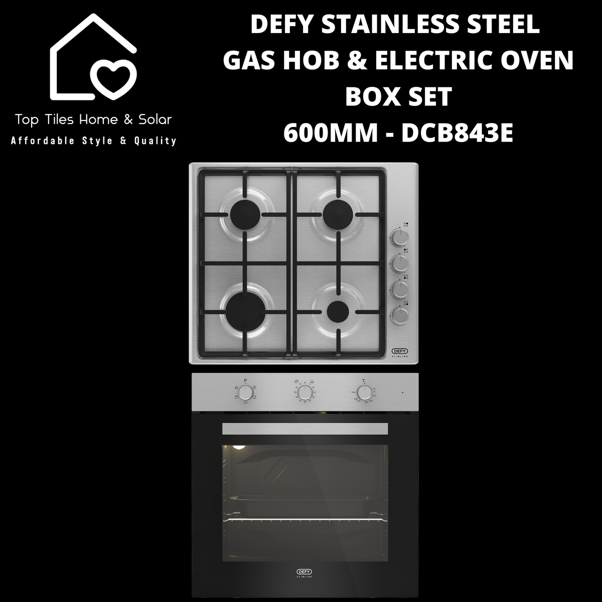 Defy Stainless Steel Gas Hob & Electric Oven Box Set- 600mm