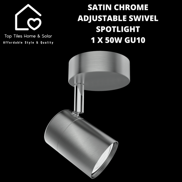Satin Chrome Adjustable Swivel Spotlight - 1 x 50W GU10